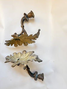 Pair of Gold Wall Sconce Candle Holders