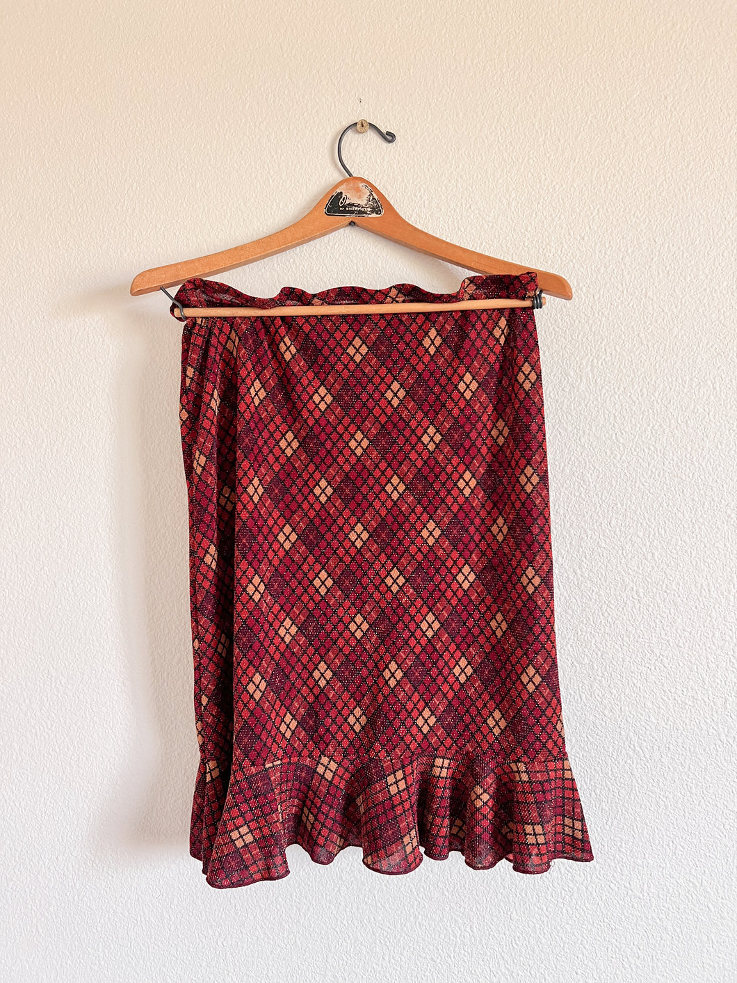 Sparkly Plaid Skirt - Size L