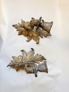 Pair of Gold Wall Sconce Candle Holders