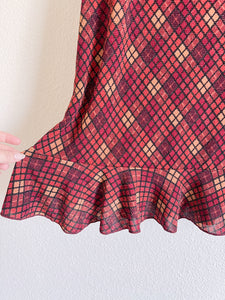 Sparkly Plaid Skirt - Size L