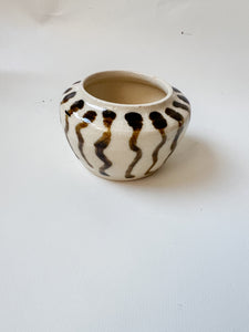 Tiny Striped Stoneware Pot