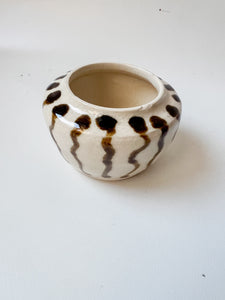 Tiny Striped Stoneware Pot