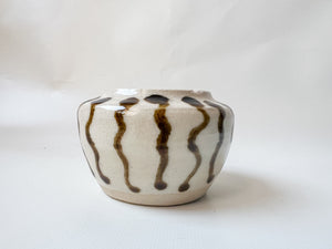 Tiny Striped Stoneware Pot