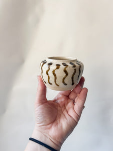 Tiny Striped Stoneware Pot