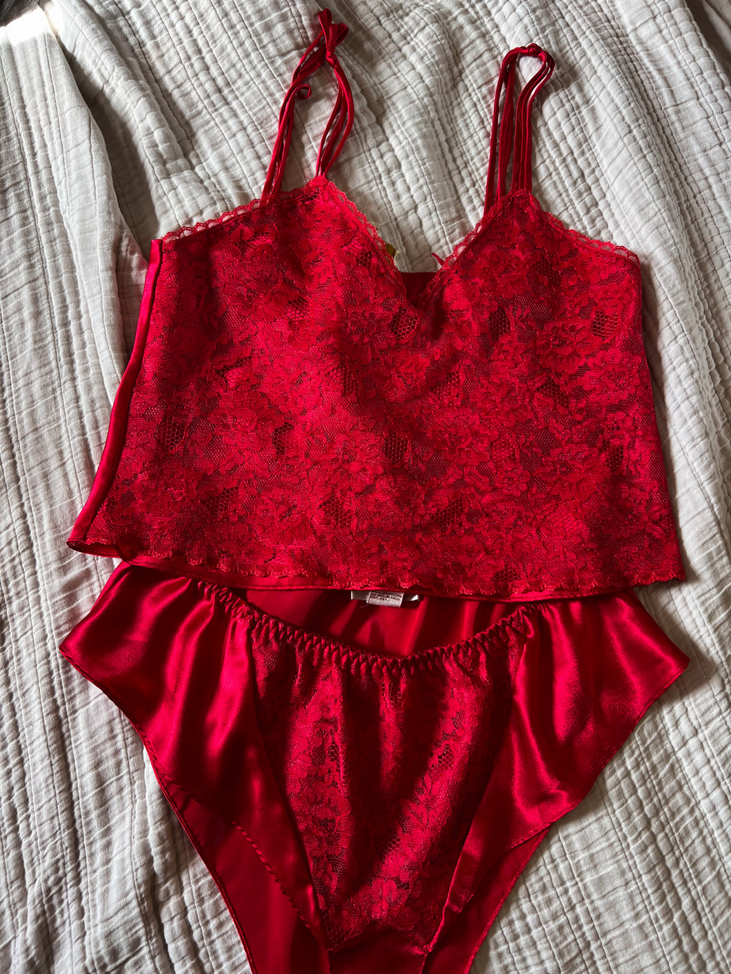 Red Floral Lingerie Set - Size Small