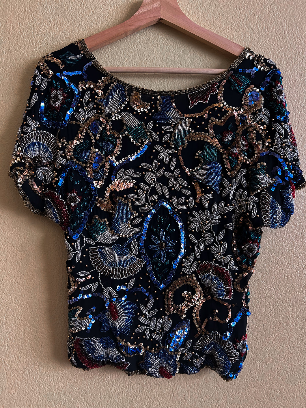 Silk Beaded Top - Size M