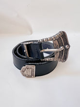 Load image into Gallery viewer, Black and Silver Leather Belt
