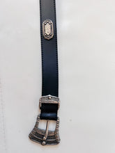 Load image into Gallery viewer, Black and Silver Leather Belt
