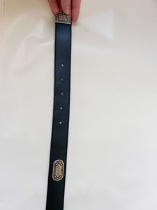 Black and Silver Leather Belt