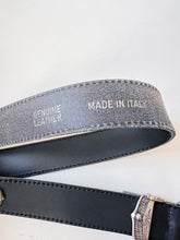 Load image into Gallery viewer, Black and Silver Leather Belt
