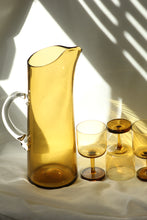 Load image into Gallery viewer, Mid Century Pitcher with Matching Amber Glasses
