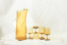 Load image into Gallery viewer, Mid Century Pitcher with Matching Amber Glasses
