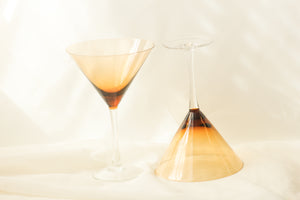 Pair of Amber Martini Glasses