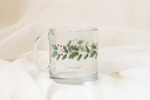 Holly Leaf Glass Mug