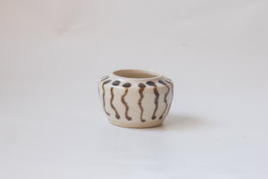 Tiny Striped Stoneware Pot