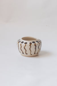 Tiny Striped Stoneware Pot