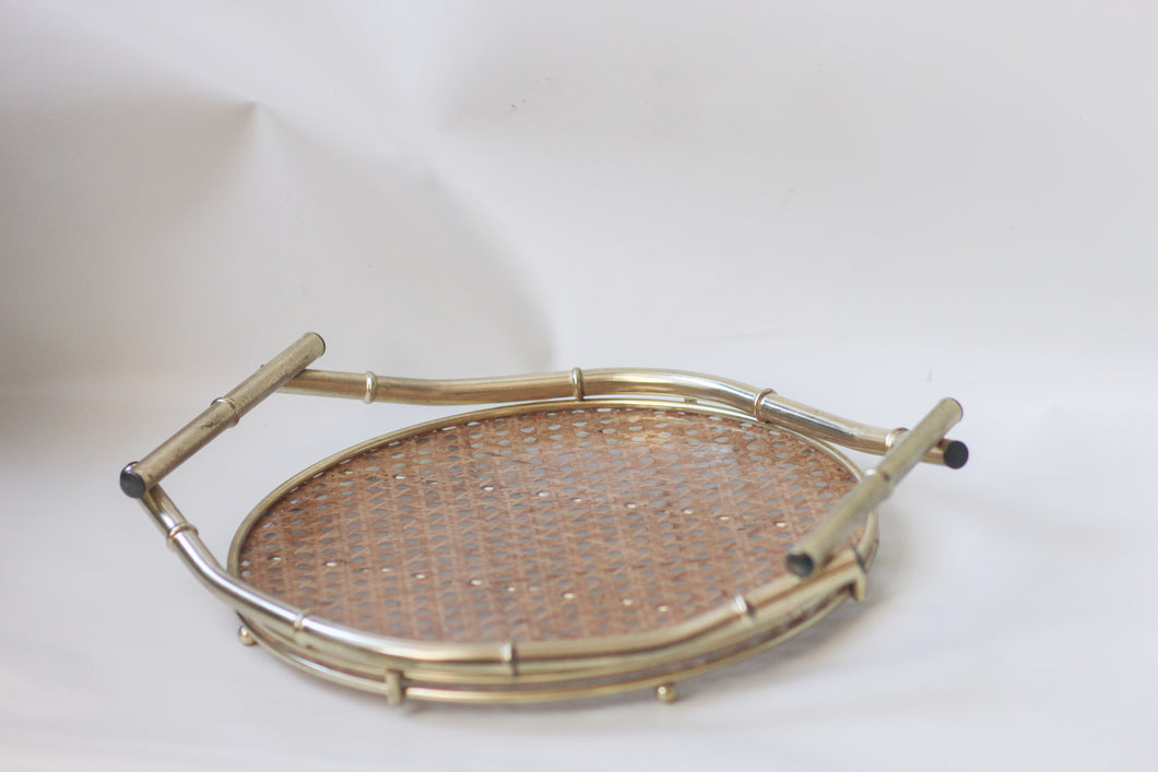 Brass and Cane Tray