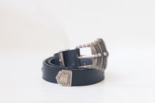 Load image into Gallery viewer, Black and Silver Leather Belt
