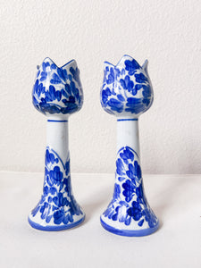 Delft Blue Tulip Candle Holders