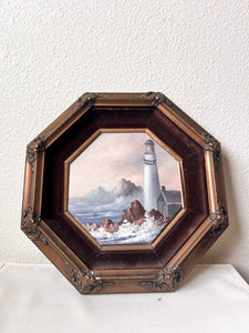 Framed Lighthouse Painting