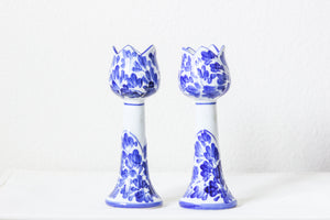 Delft Blue Tulip Candle Holders