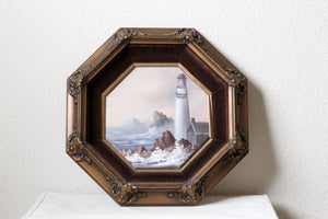 Framed Lighthouse Painting