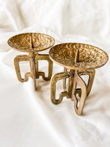 Little Brass Pillar Candle Holders