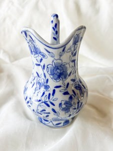 Little Blue and White Floral Pitcher