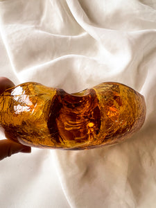 Crackle Glass Amber Bowl