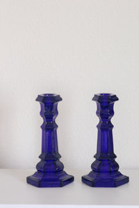 Blue Glass Candle Holders