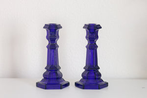 Blue Glass Candle Holders