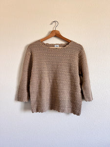 Tan Crochet Sweater - Size L Petite