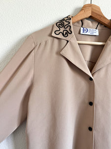 Light Brown Embellished Button Up - Size 8P