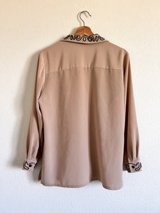 Light Brown Embellished Button Up - Size 8P