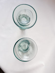 Pair of Aqua Glass Candle Holders