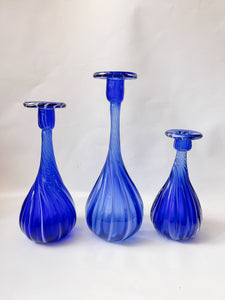 Handblown Blue Glass Vases