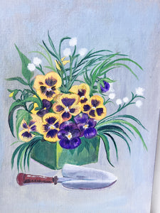 Painted Canvas with Violets