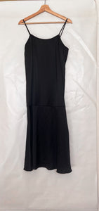 Black Satin Midi Dress - M