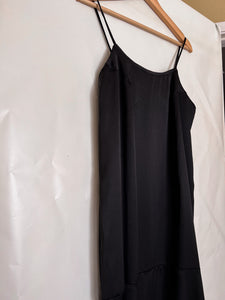 Black Satin Midi Dress - M