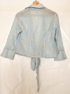 Sheer Blue Floral Button Up - Size S