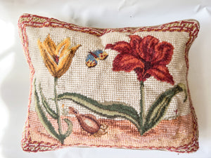 Floral Cross Stitch Throw Pillow