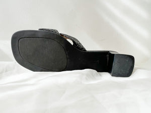 Black Weave Block Heels - Size 7.5