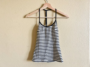 Black and White Ribbed Tank - Size XS