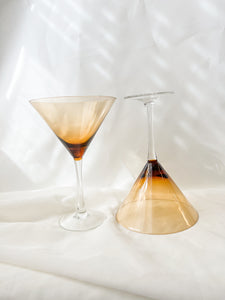 Pair of Amber Martini Glasses