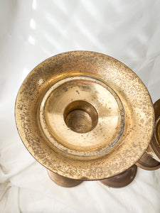 Pair of Giant Brass Candle Holders