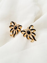 Load image into Gallery viewer, Black and Gold Ribbon Earrings
