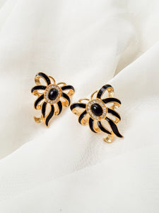 Black and Gold Ribbon Earrings