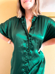 Green Silky Pajama Top - M