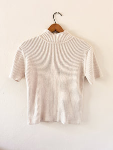 Ivory Short Sleeve Turtleneck - M