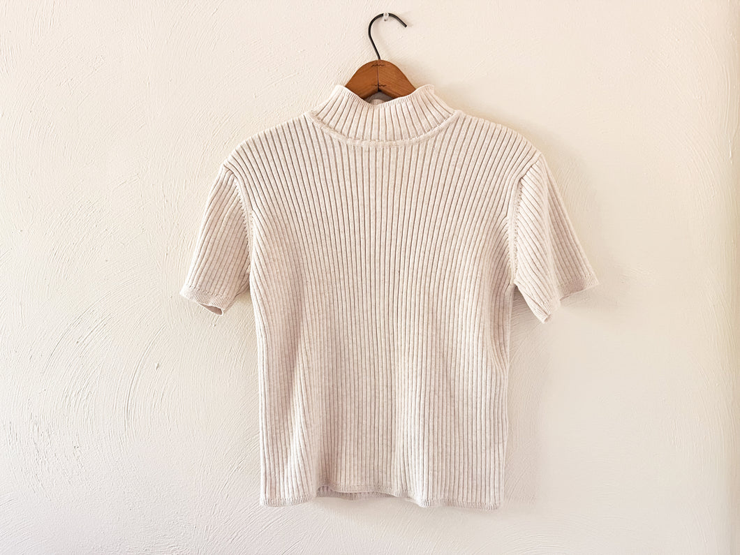 Ivory Short Sleeve Turtleneck - M